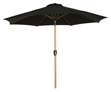 Markedsparasol Stockholm Ø300 cm sort/teak - Sunlife